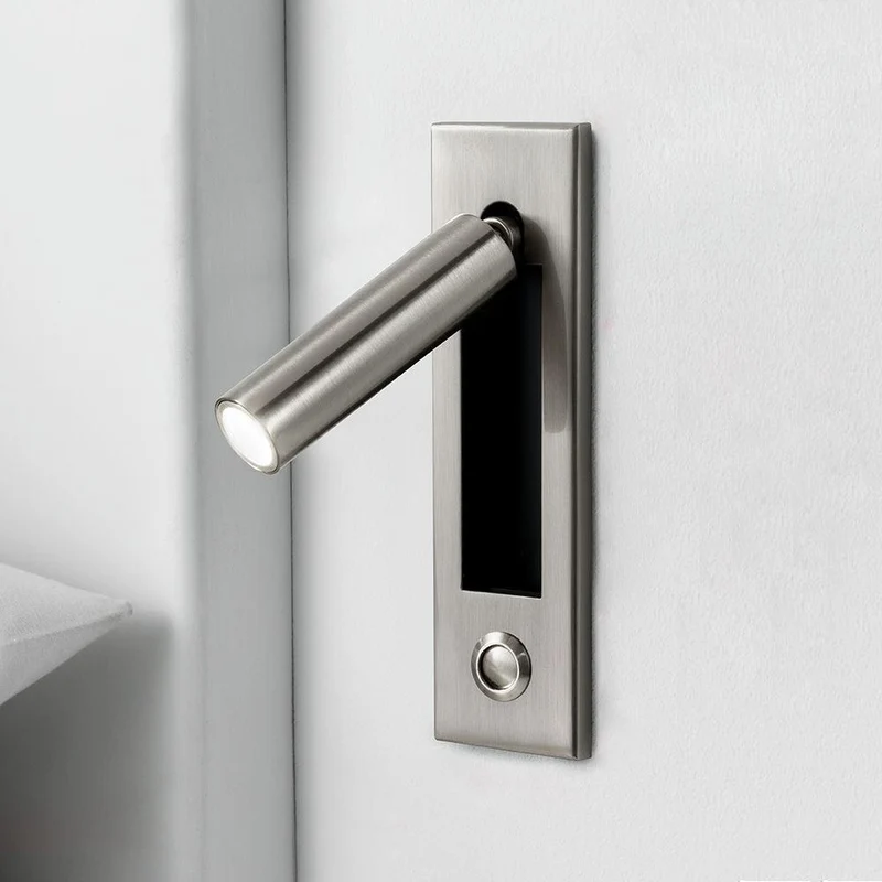 Recessed wall reading light with foldable night lamp
