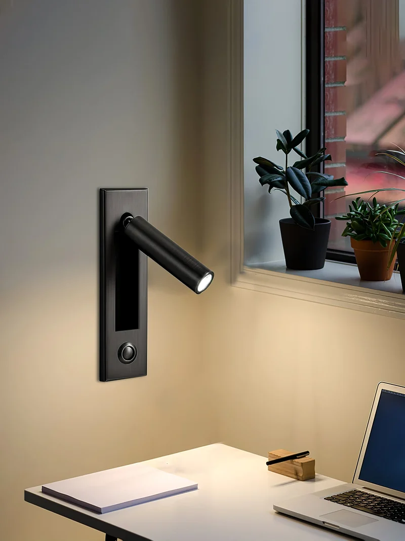 Recessed wall reading light with foldable night lamp