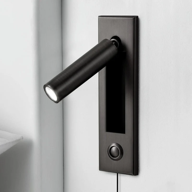 Recessed wall reading light with foldable night lamp