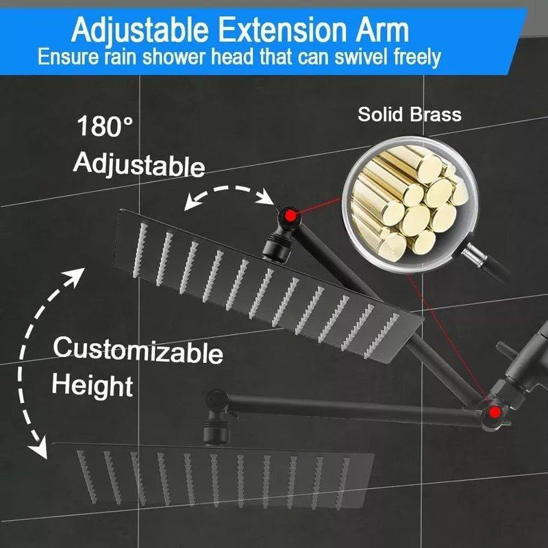 8-inch square rain shower head with handheld shower and arm