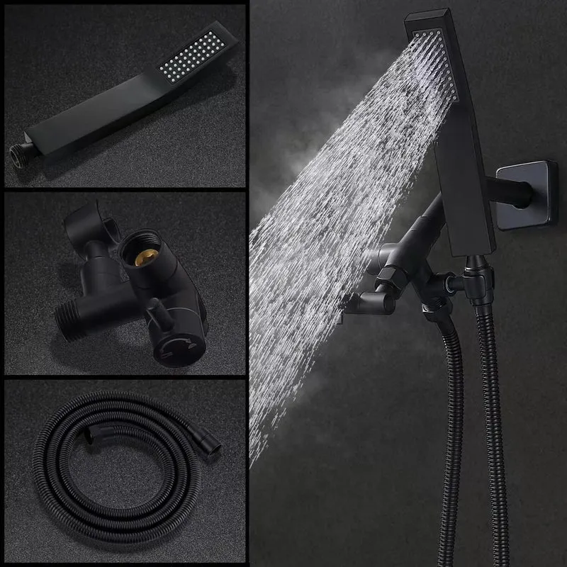 8-inch square rain shower head with handheld shower and arm
