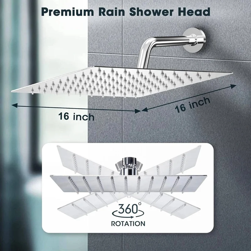 16-inch ceiling rain shower system