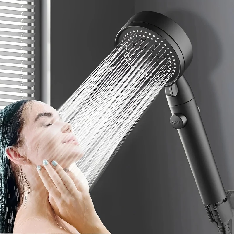 High-pressure shower head with 5 spray modes and automatic water shut-off