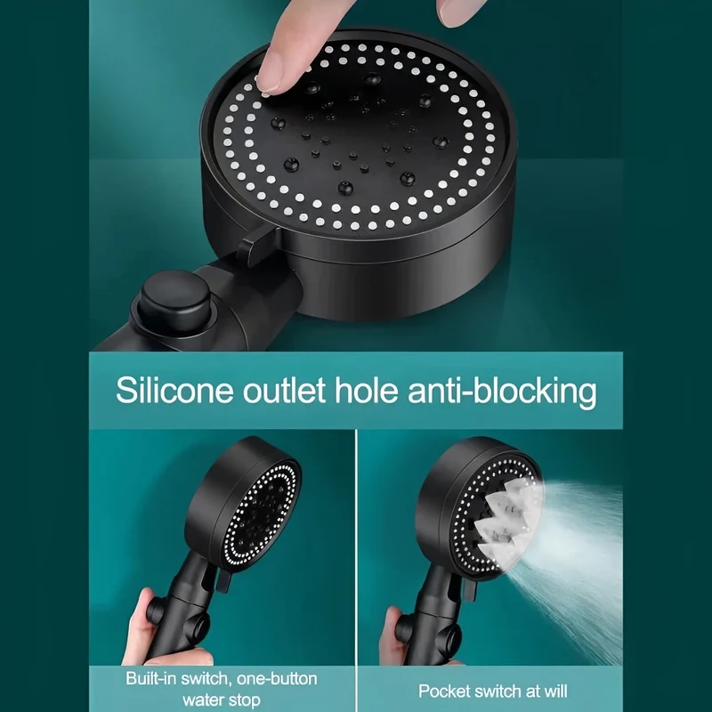 High-pressure shower head with 5 spray modes and automatic water shut-off