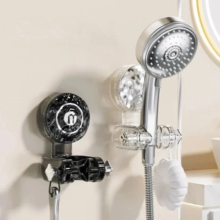 Adjustable wall-mounted shower holder with suction cup