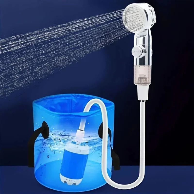 Portable rechargeable camping shower pump system