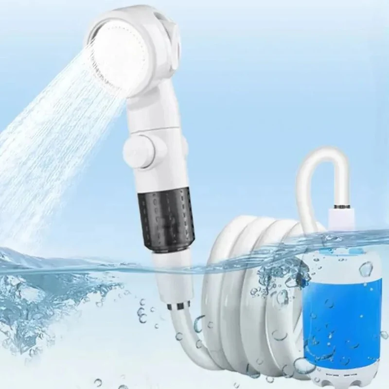 Portable rechargeable camping shower pump system