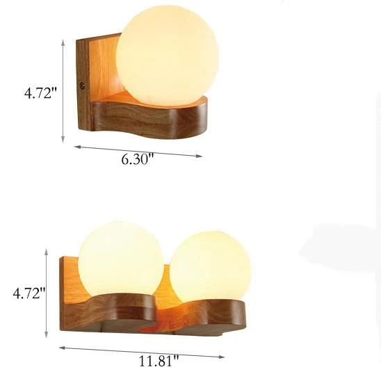 Nordic modern solid wood ball - Decorative wall lamp