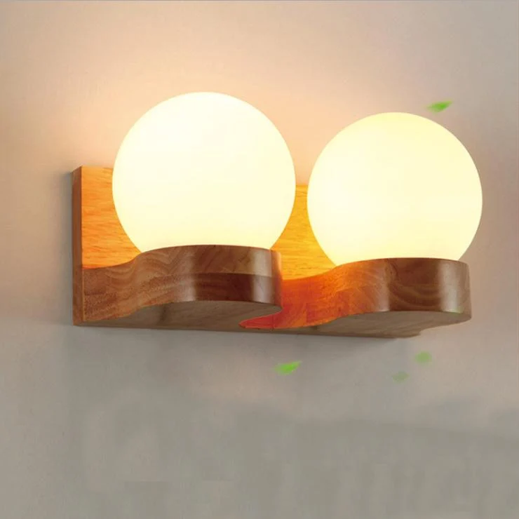 Nordic modern solid wood ball - Decorative wall lamp
