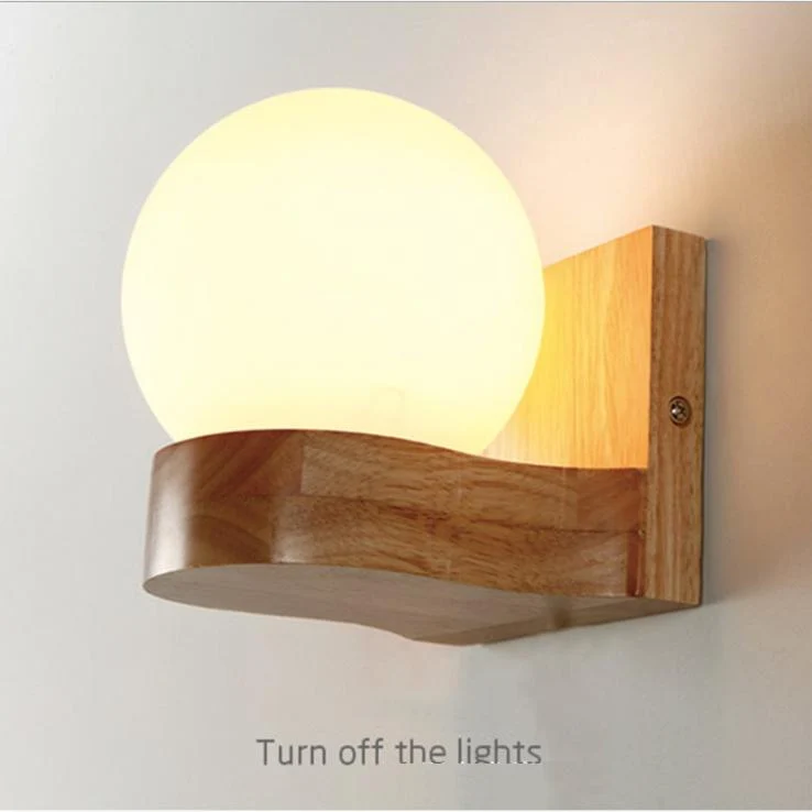 Nordic modern solid wood ball - Decorative wall lamp