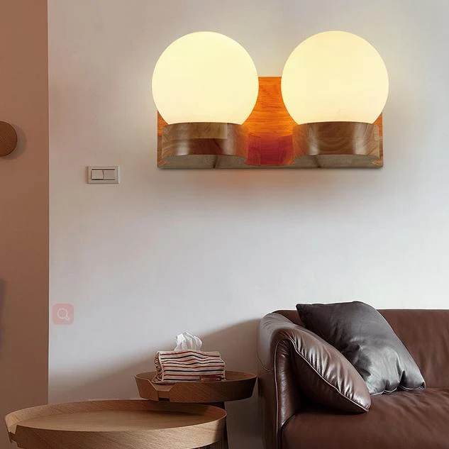 Nordic modern solid wood ball - Decorative wall lamp