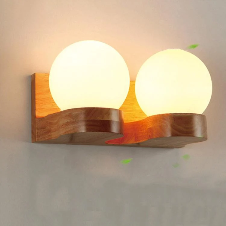 Nordic modern solid wood ball - Decorative wall lamp
