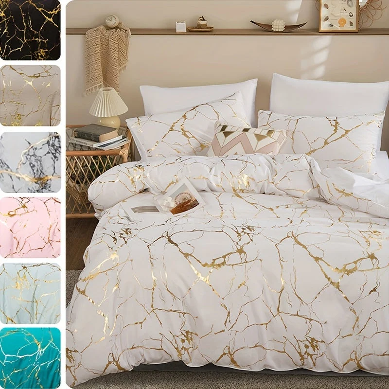 Luxury Quilt Set with Hot Stamped Marble Print