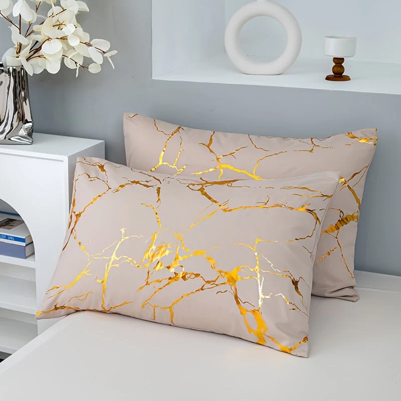 Luxury Quilt Set with Hot Stamped Marble Print