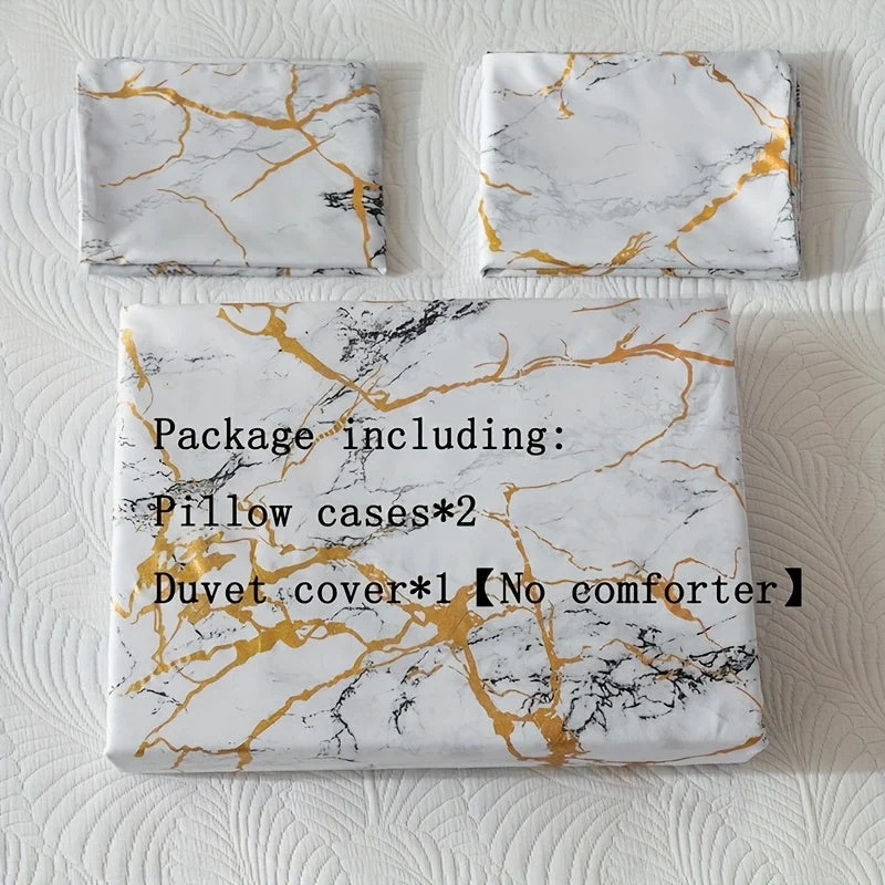 Luxury Quilt Set with Hot Stamped Marble Print