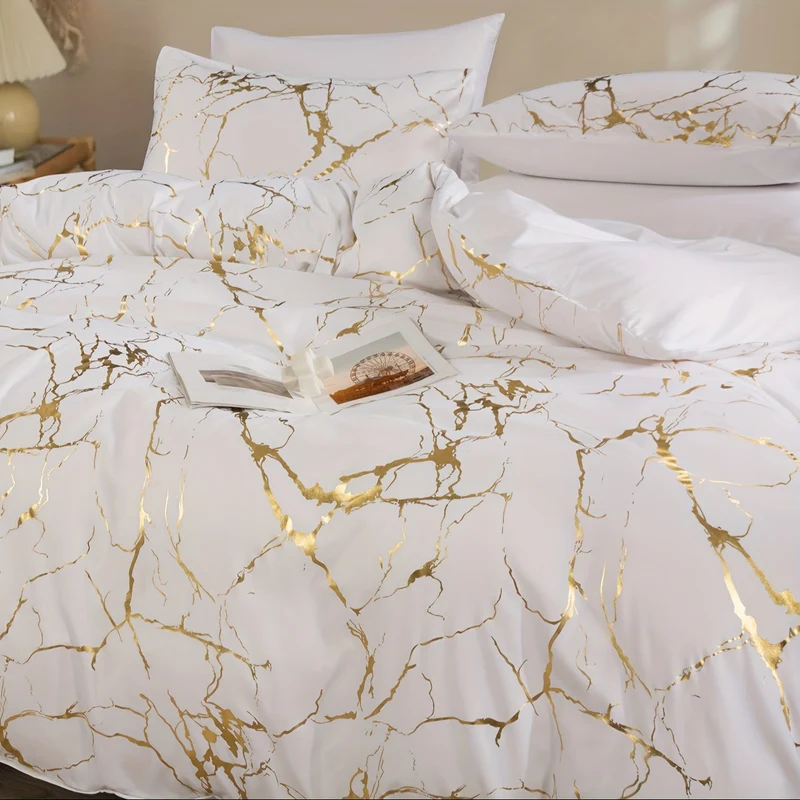Luxury Quilt Set with Hot Stamped Marble Print