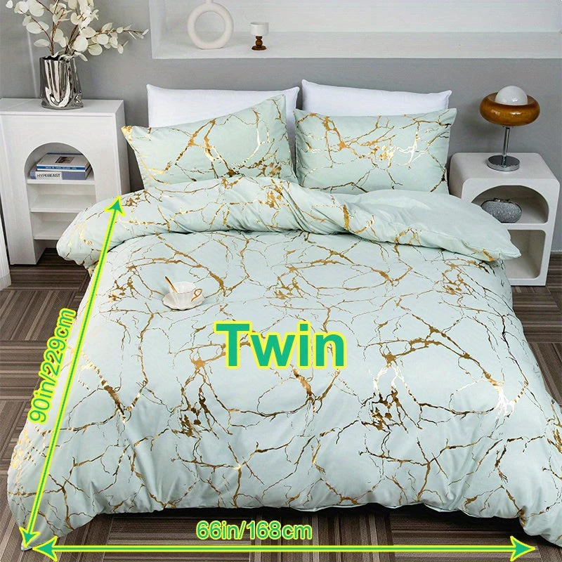 Luxury Quilt Set with Hot Stamped Marble Print