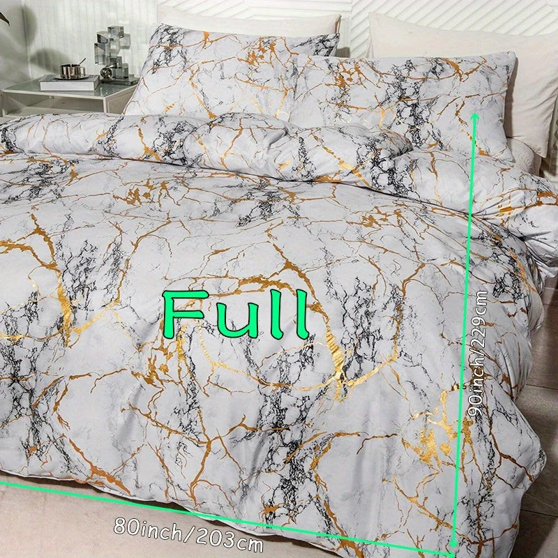 Luxury Quilt Set with Hot Stamped Marble Print