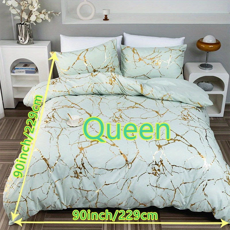 Luxury Quilt Set with Hot Stamped Marble Print