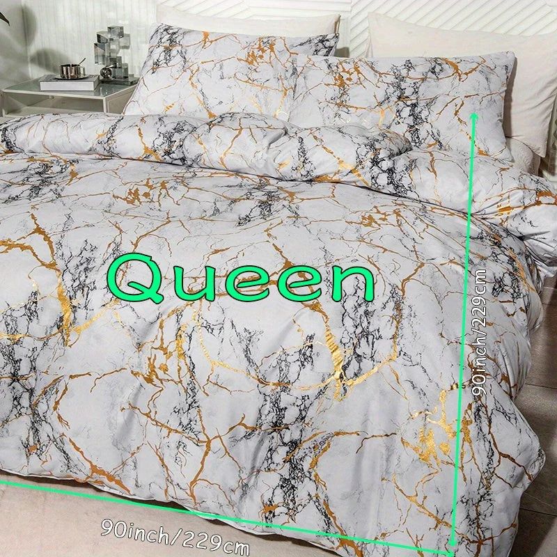 Luxury Quilt Set with Hot Stamped Marble Print