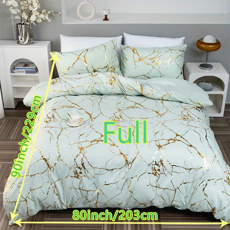 Luxury Quilt Set with Hot Stamped Marble Print