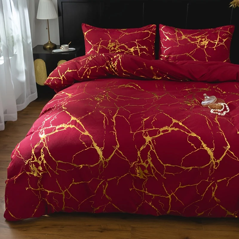 Luxury Quilt Set with Hot Stamped Marble Print