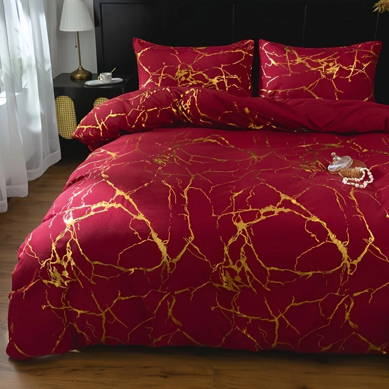 Luxury Quilt Set with Hot Stamped Marble Print