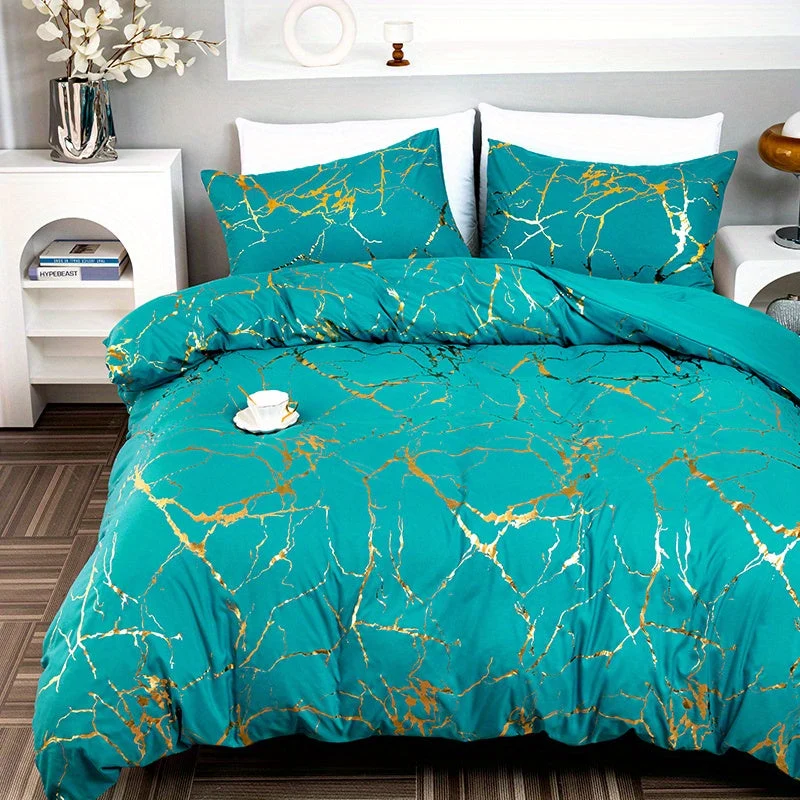 Luxury Quilt Set with Hot Stamped Marble Print