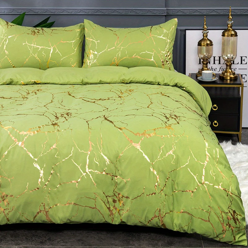 Luxury Quilt Set with Hot Stamped Marble Print