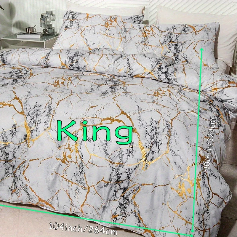 Luxury Quilt Set with Hot Stamped Marble Print