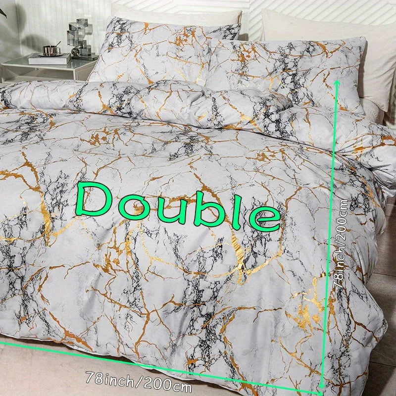 Luxury Quilt Set with Hot Stamped Marble Print