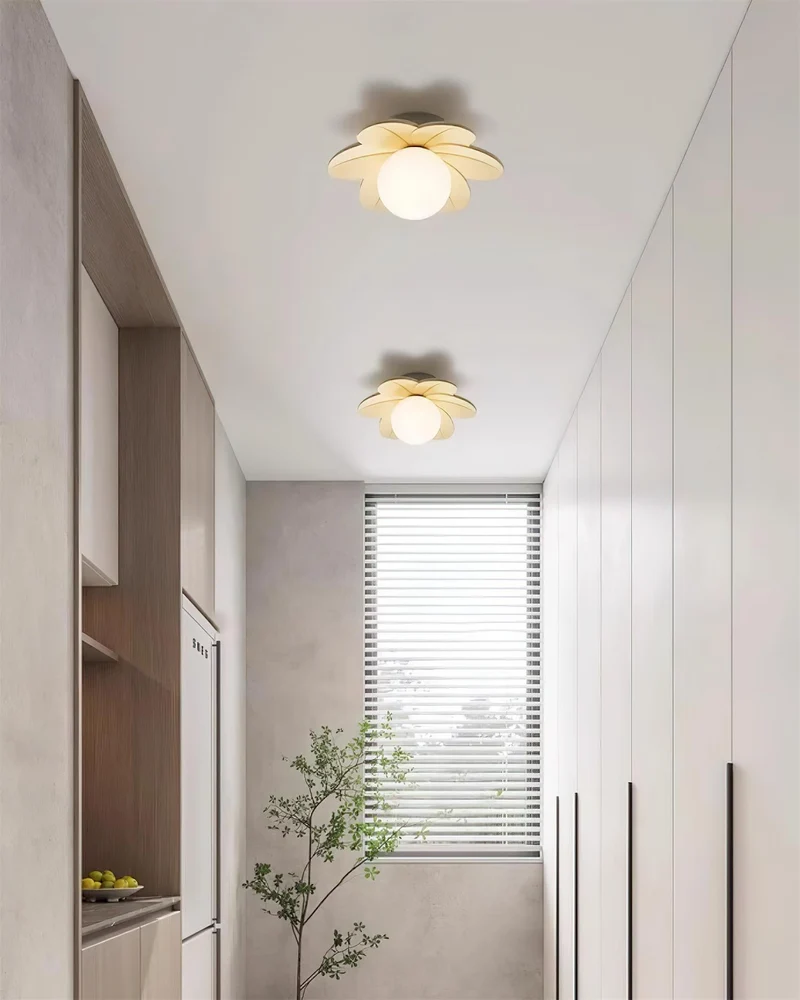 Decorative contemporary floral glass ceiling lamp