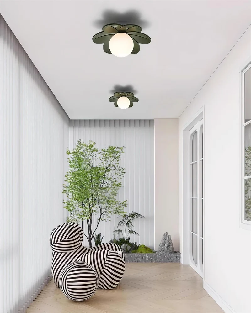 Decorative contemporary floral glass ceiling lamp