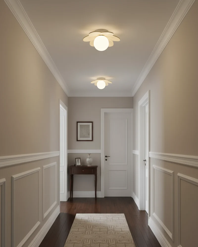 Decorative contemporary floral glass ceiling lamp