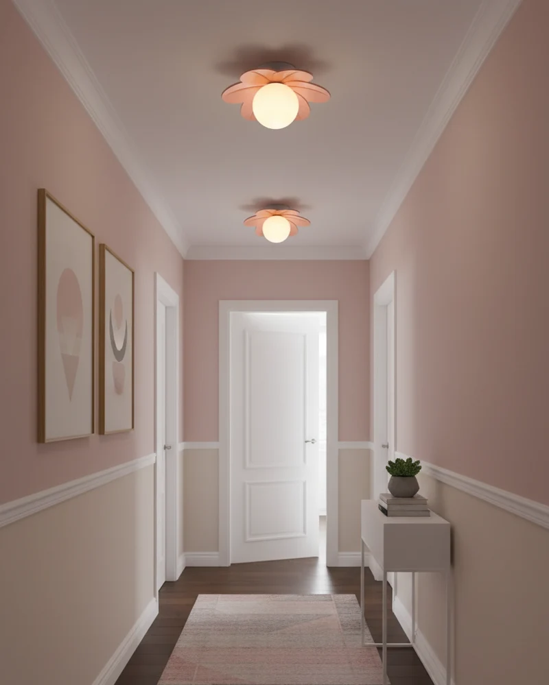 Decorative contemporary floral glass ceiling lamp