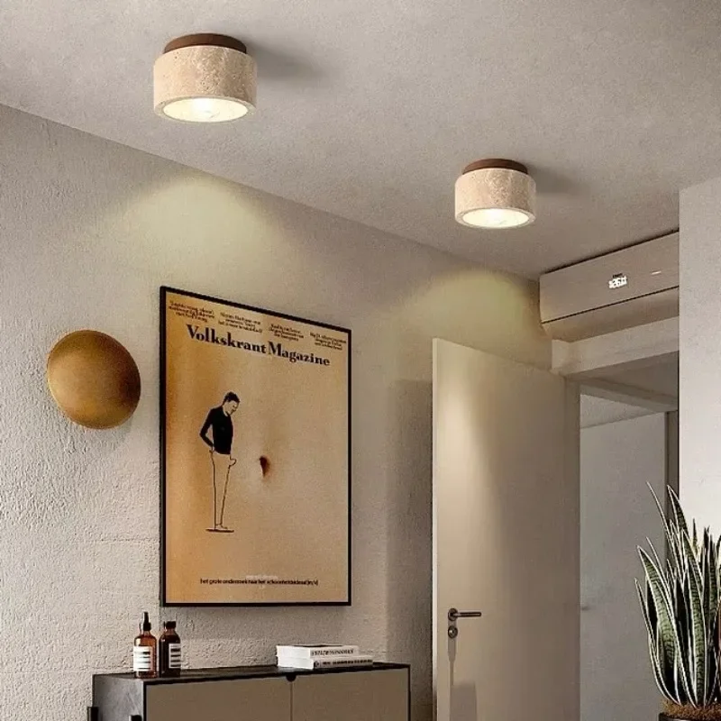 Decorative LED Ceiling Lamp for Staircase and Hallway – Natural Travertine Pattern