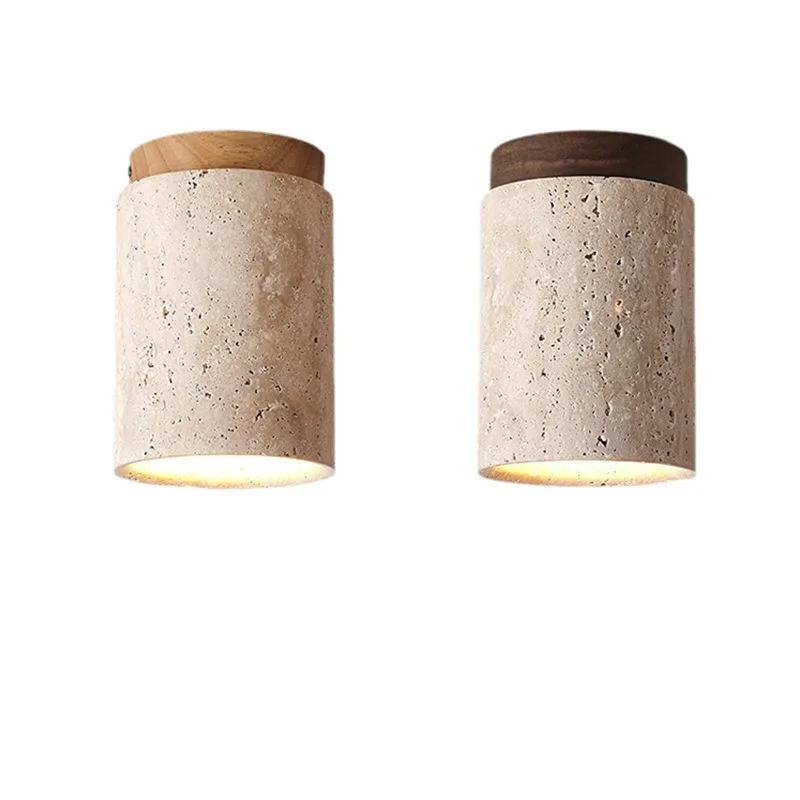 Decorative LED Ceiling Lamp for Staircase and Hallway – Natural Travertine Pattern