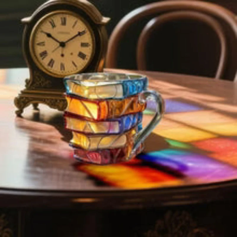 Creative 3D Book-Shaped Glass Mug – Handmade 350 ml Coffee Cup