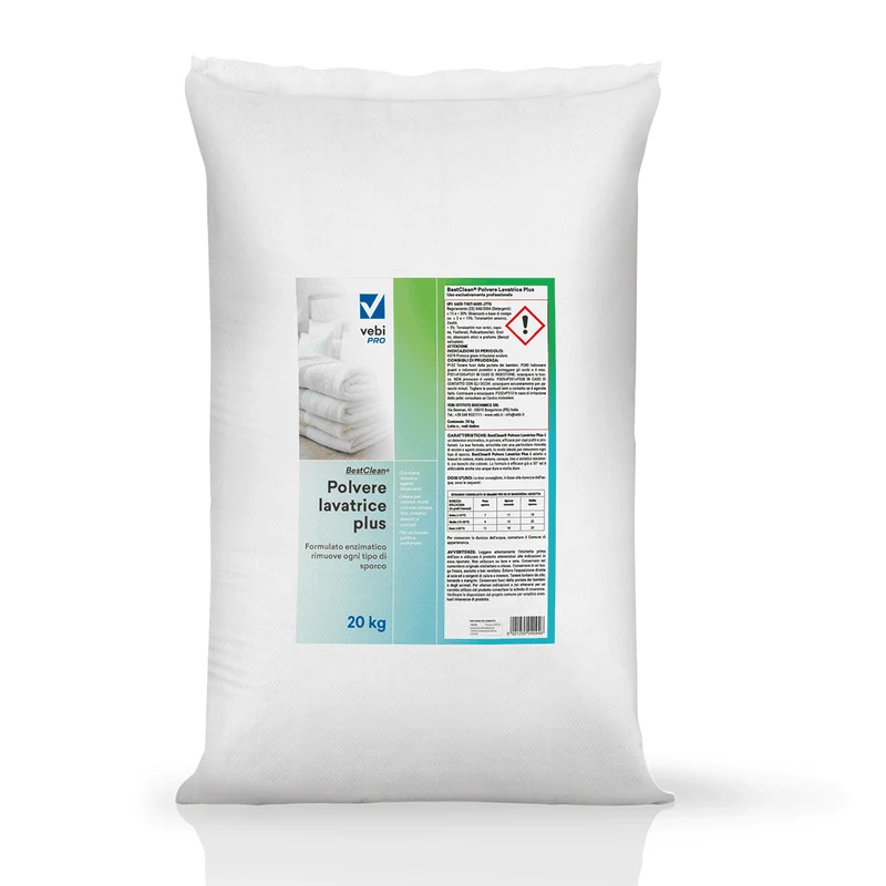 Detersivo enzimatico in polvere per lavatrice Vebi BestClean Polvere Lavatrice Plus busta 20 kg