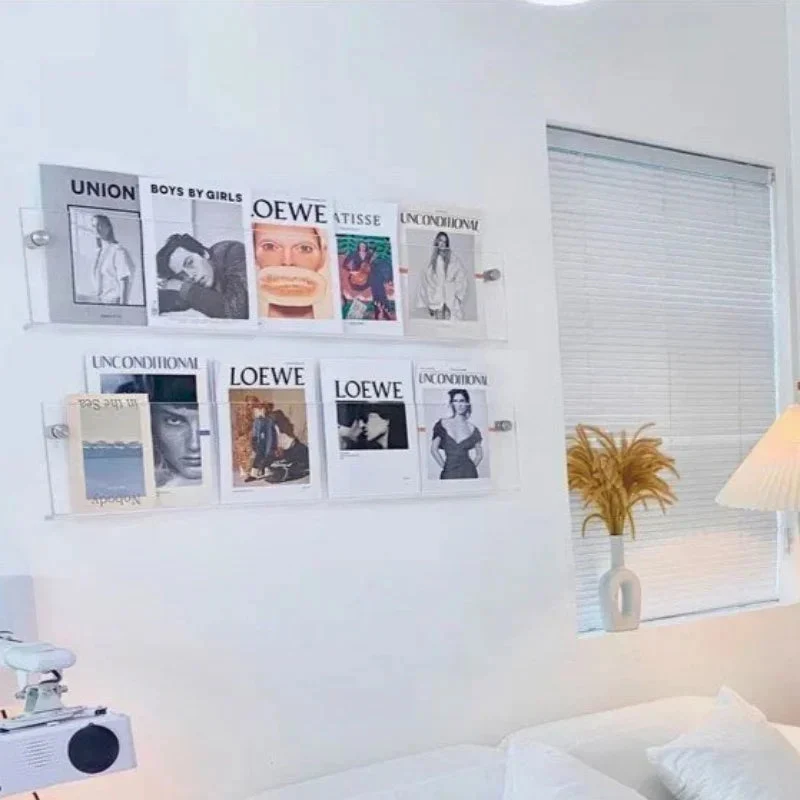 Compact wall display shelves for storing books and records