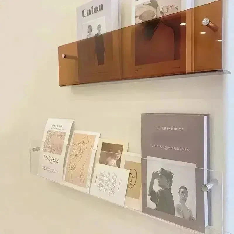 Compact wall display shelves for storing books and records