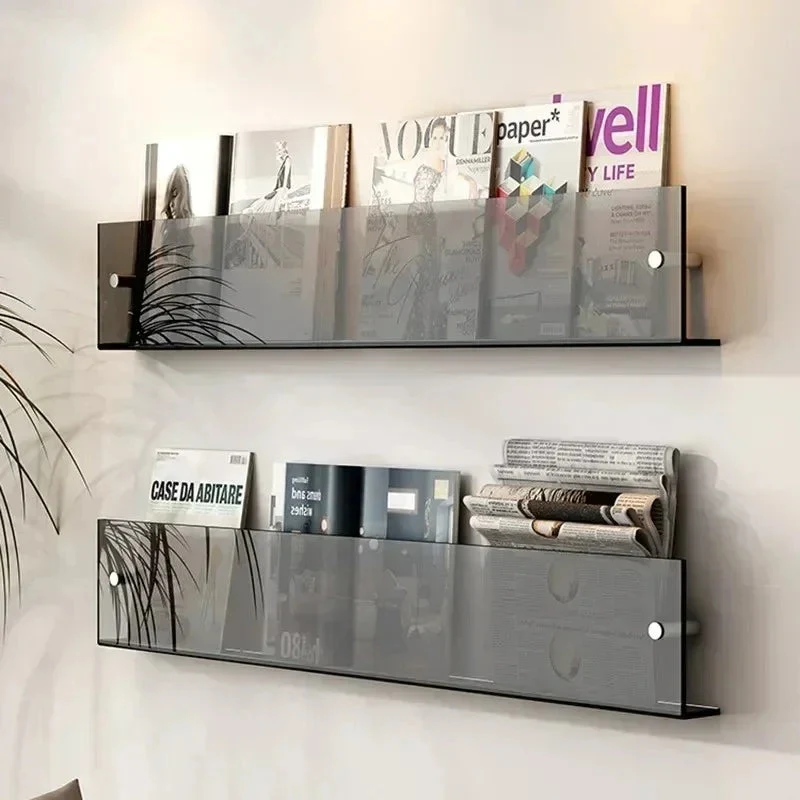 Compact wall display shelves for storing books and records