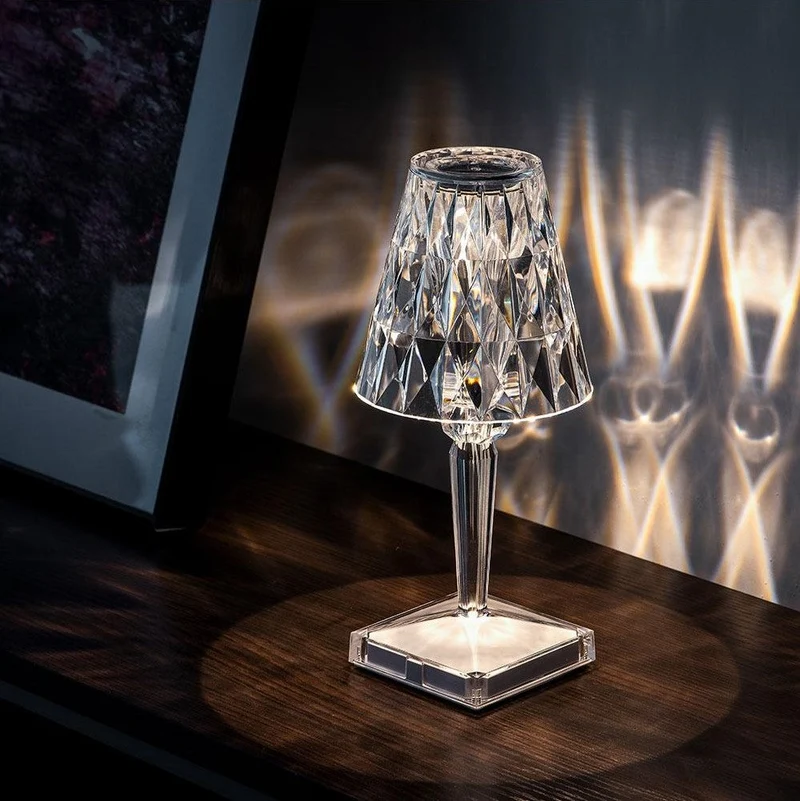 Crystal style table lamp with touch control elegant light