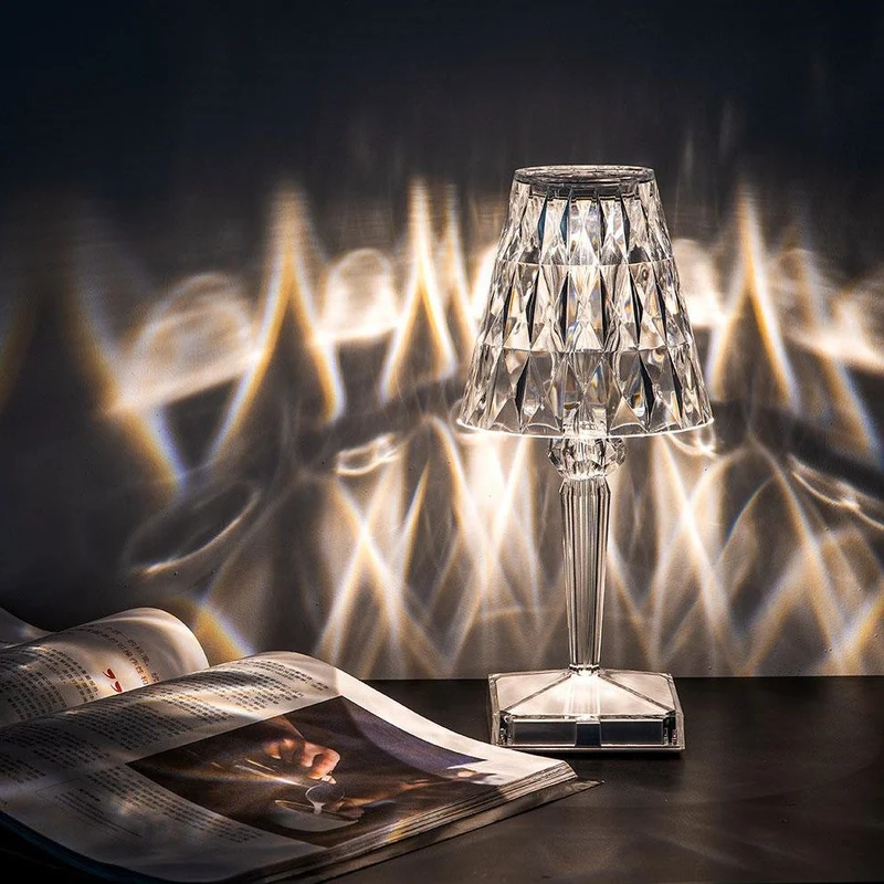 Crystal style table lamp with touch control elegant light