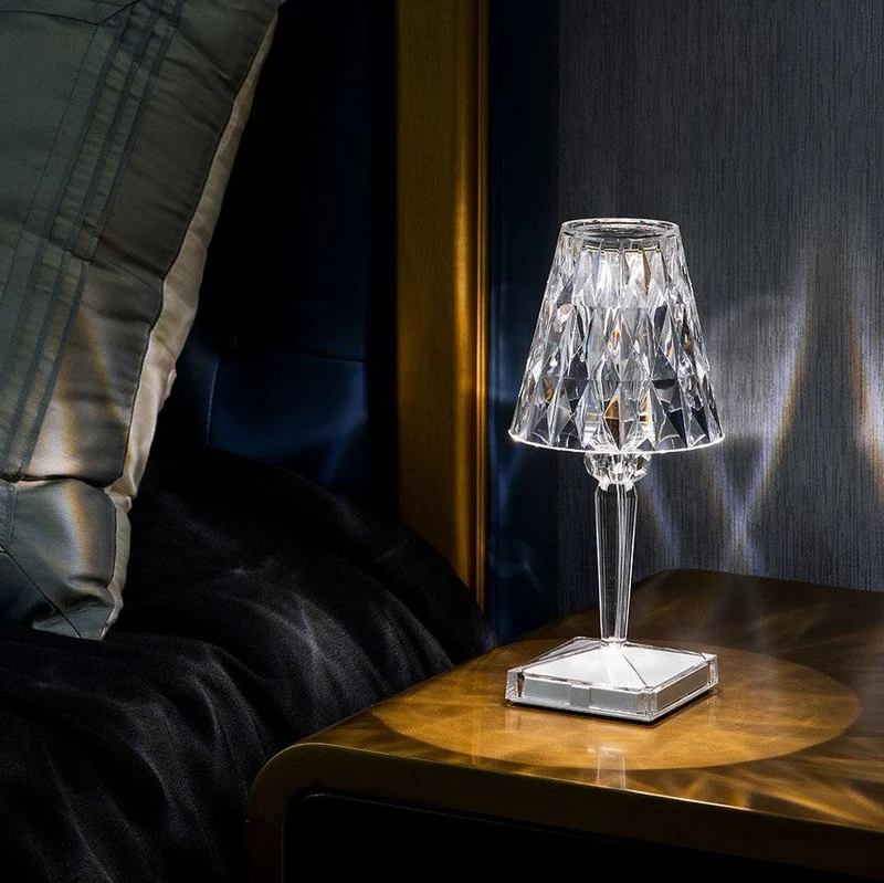 Crystal style table lamp with touch control elegant light
