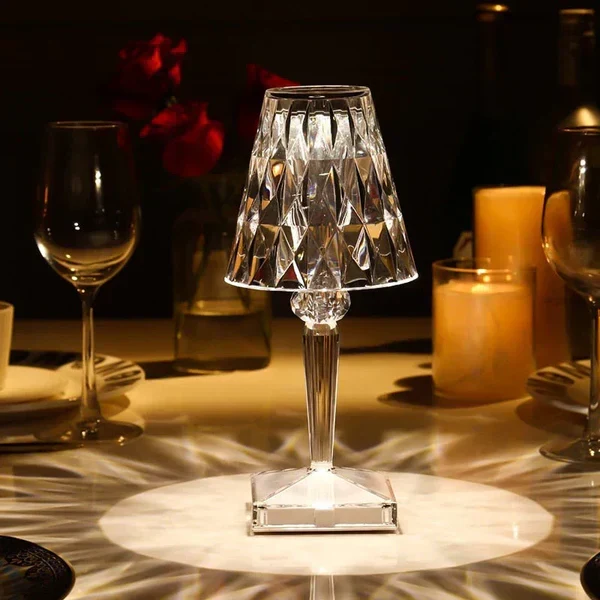 Crystal style table lamp with touch control elegant light