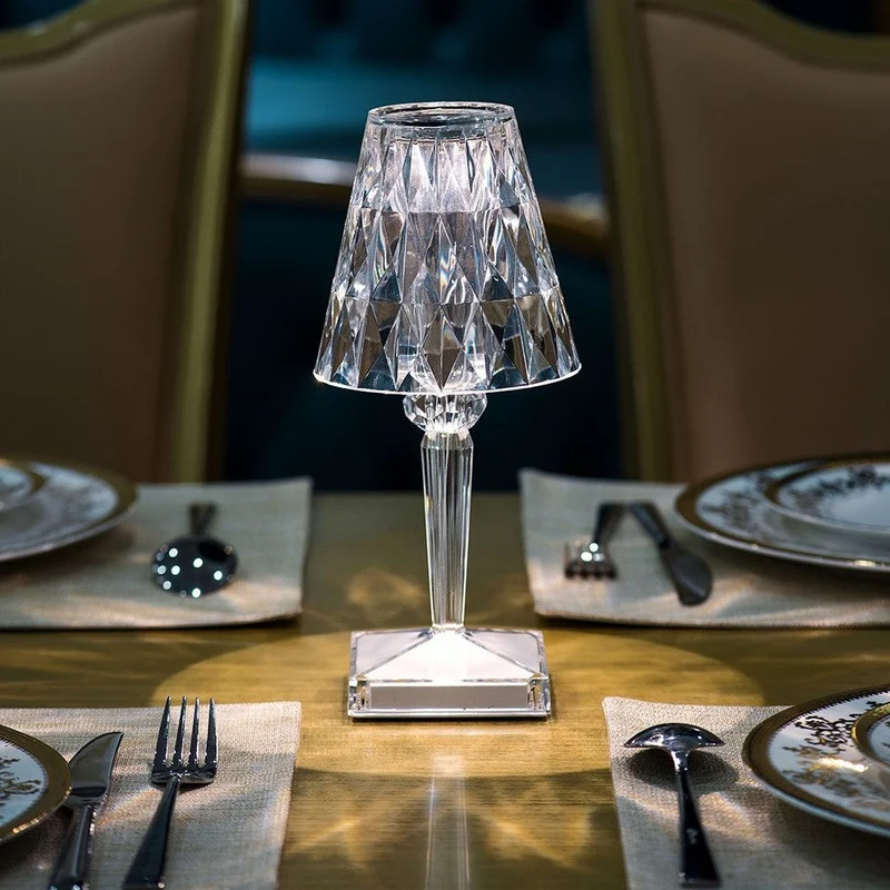 Crystal style table lamp with touch control elegant light