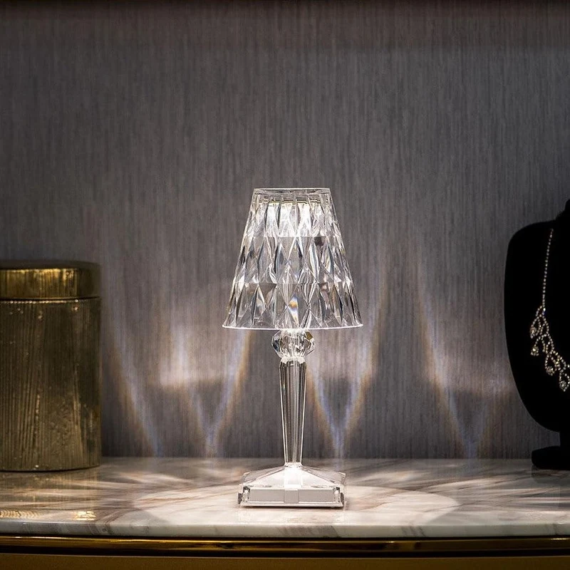 Crystal style table lamp with touch control elegant light