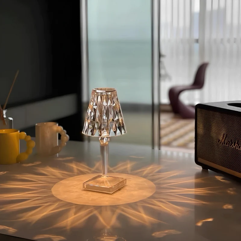 Crystal style table lamp with touch control elegant light