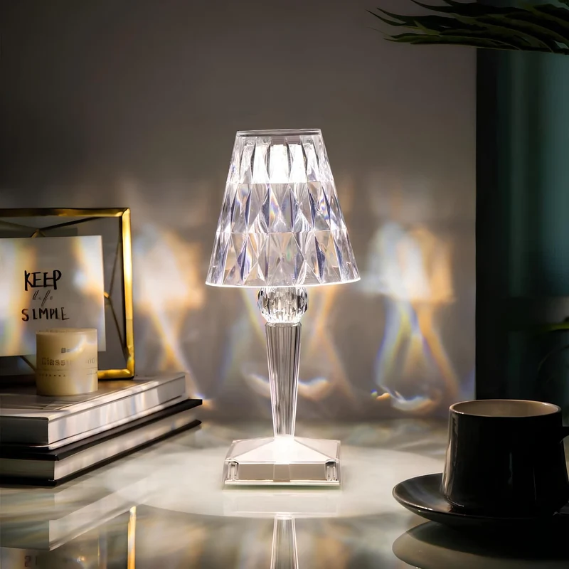 Crystal style table lamp with touch control elegant light